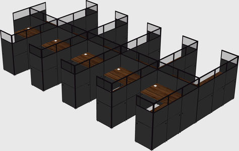 Shared l-shaped cubicle