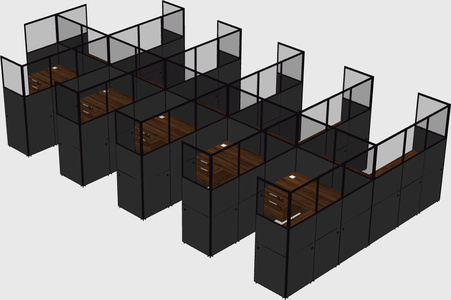 Shared l-shaped cubicle