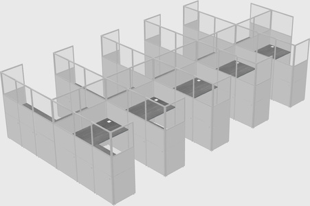 Shared l-shaped cubicle