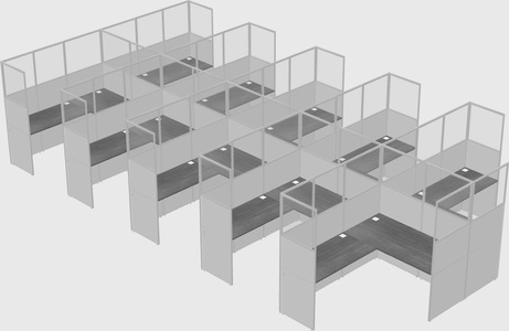 Shared l-shaped cubicle