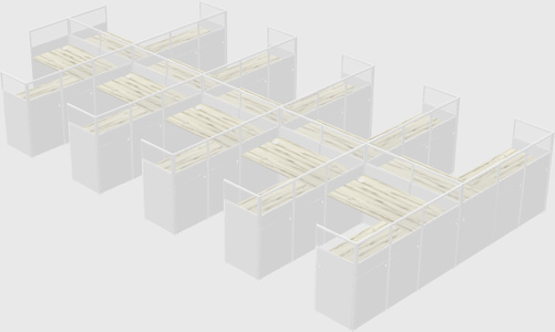 Shared l-shaped cubicle
