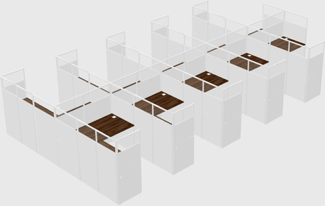 Shared l-shaped cubicle