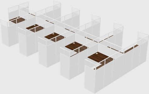 Shared l-shaped cubicle