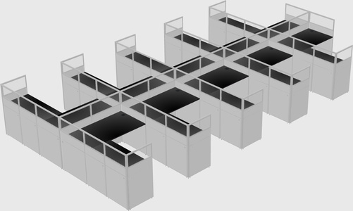 Shared l-shaped cubicle