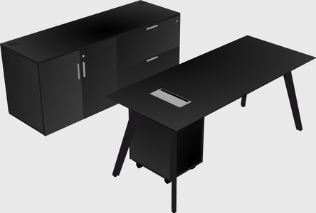 Parallel desk with credenza