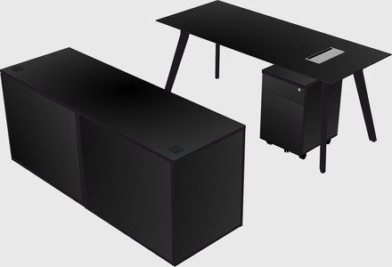 Parallel desk with credenza