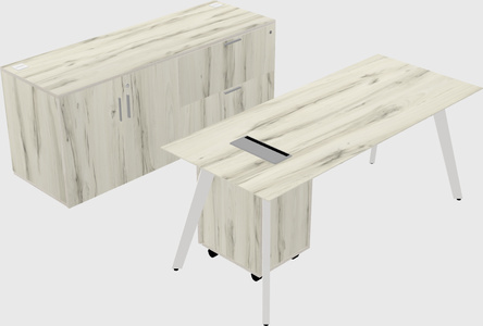 Parallel desk with credenza