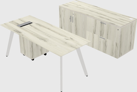 Parallel desk with credenza