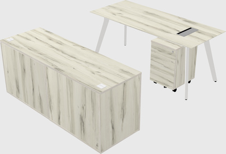 Parallel desk with credenza