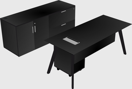 Parallel desk with credenza