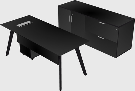 Parallel desk with credenza