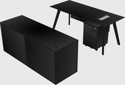 Parallel desk with credenza