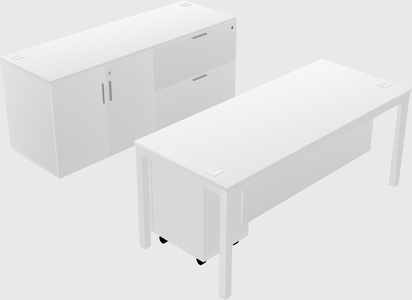 Parallel desk with credenza