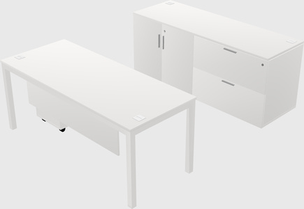 Parallel desk with credenza