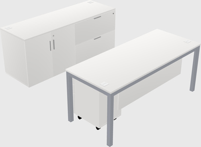Parallel desk with credenza