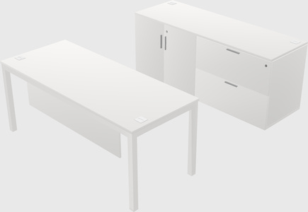 Parallel desk with credenza
