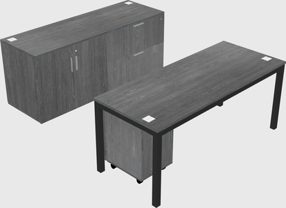 Parallel desk with credenza