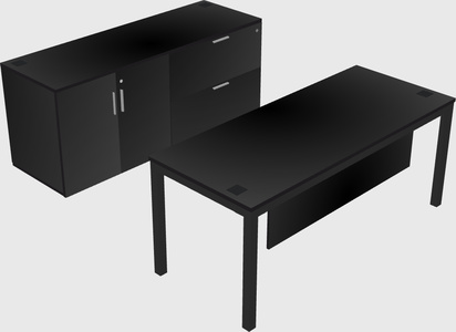 Parallel desk with credenza