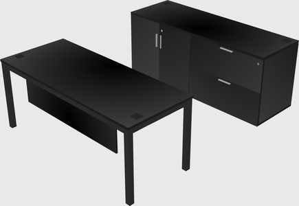 Parallel desk with credenza