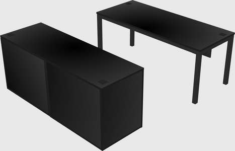 Parallel desk with credenza