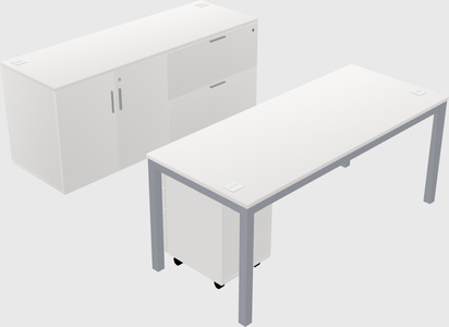 Parallel desk with credenza