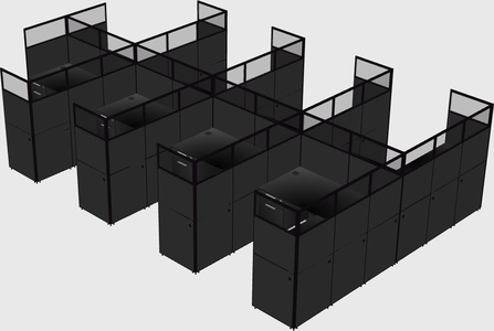 Shared l-shaped cubicle