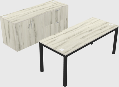 Parallel desk with credenza