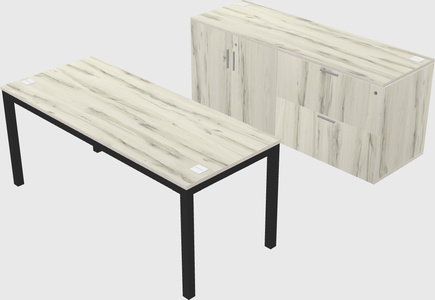Parallel desk with credenza