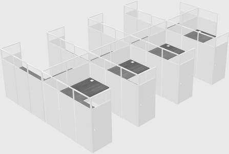 Shared l-shaped cubicle