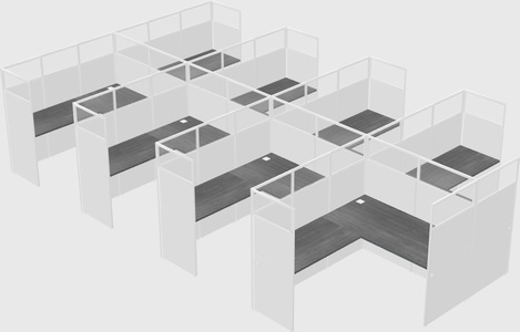 Shared l-shaped cubicle