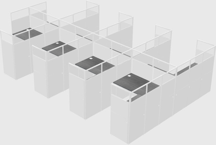 Shared l-shaped cubicle
