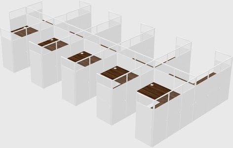 Shared l-shaped cubicle