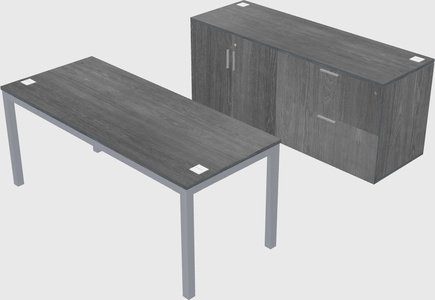 Parallel desk with credenza