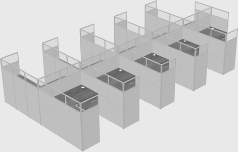Shared l-shaped cubicle