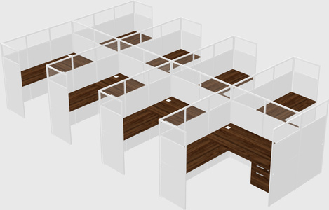 Shared l-shaped cubicle