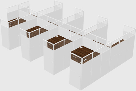 Shared l-shaped cubicle