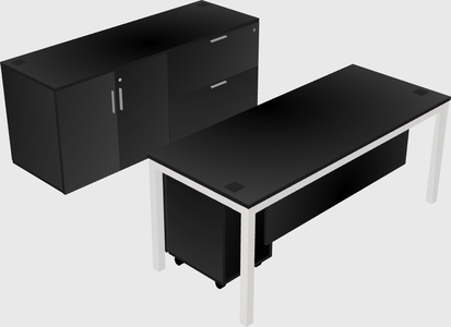 Parallel desk with credenza