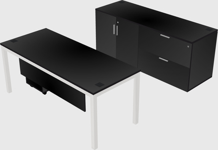 Parallel desk with credenza