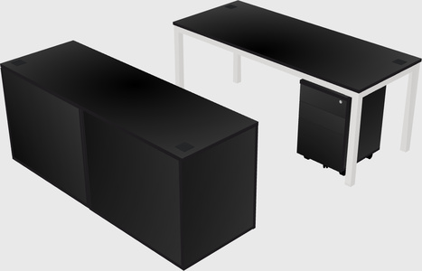Parallel desk with credenza