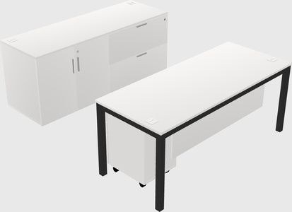 Parallel desk with credenza