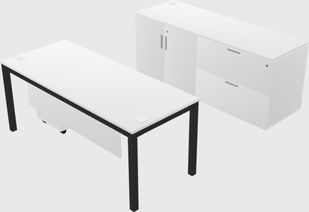 Parallel desk with credenza