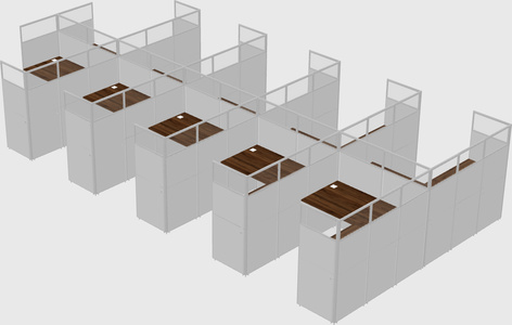 Shared l-shaped cubicle