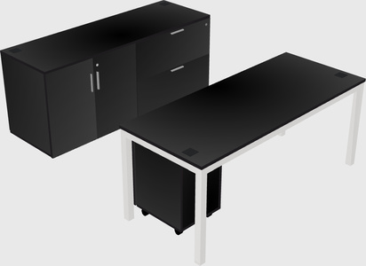 Parallel desk with credenza