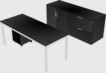 Parallel desk with credenza