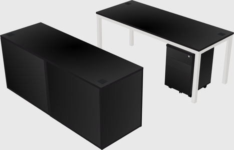 Parallel desk with credenza