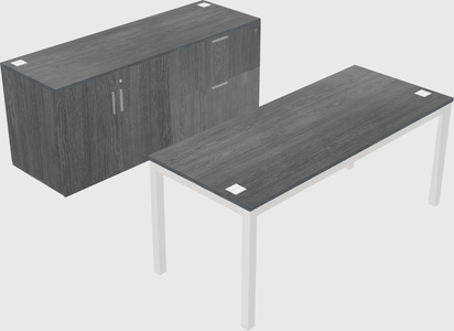 Parallel desk with credenza