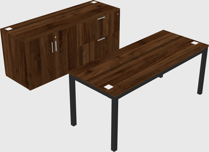 Parallel desk with credenza