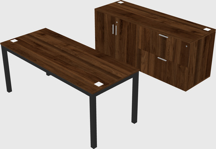 Parallel desk with credenza