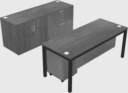 Parallel desk with credenza