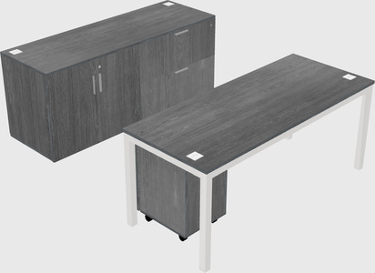 Parallel desk with credenza